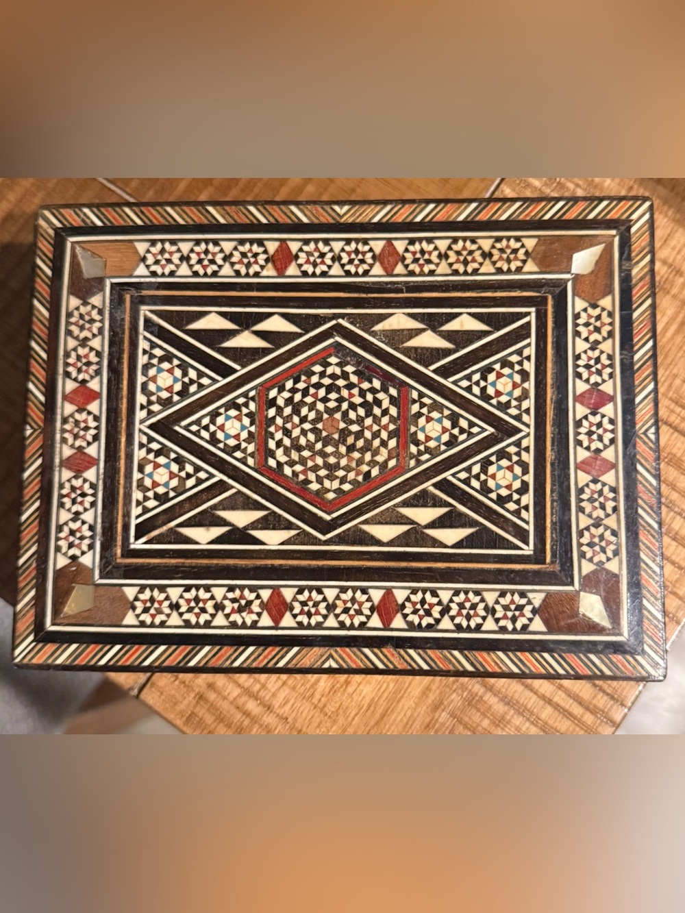 Handcrafted Inlaid Mosaic Decorative Box - Brown & Black